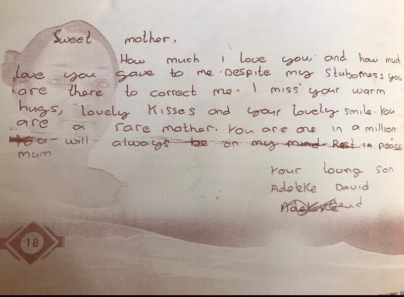Davido's letter to his mum