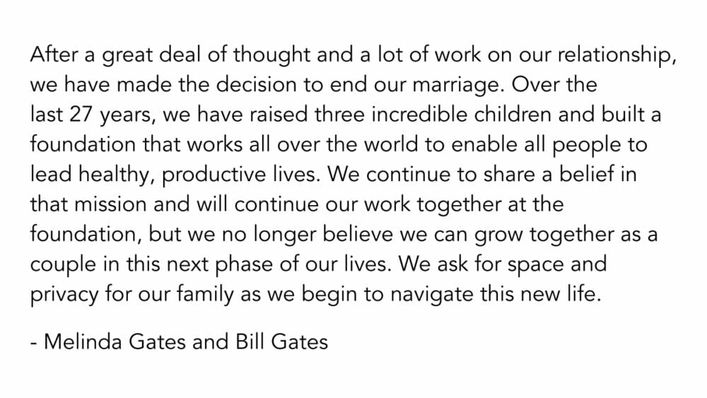 Bill Gates and Melinda Gates are ending their marriage