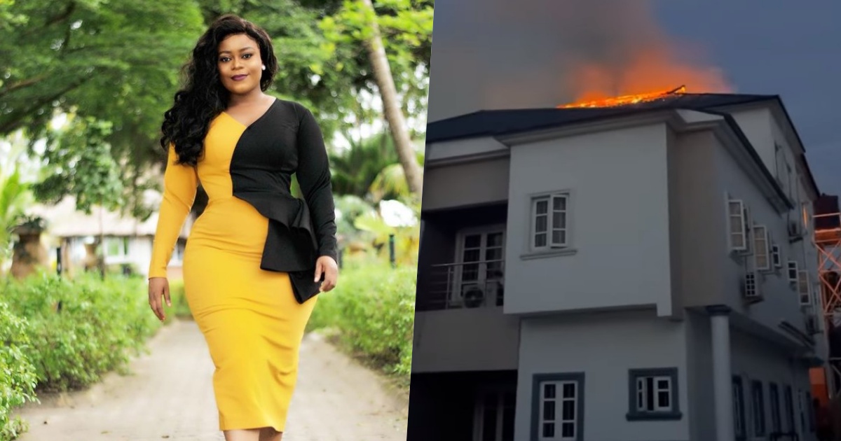 Didie Kanem cries out as fire raze her house