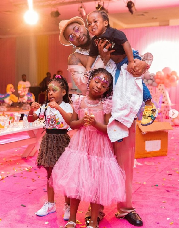 Davido attends niece’s birthday party with his 3 kids
