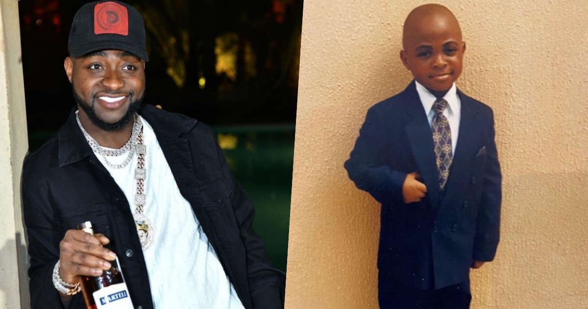 Reactions as Davido's childhood photo surfaces online