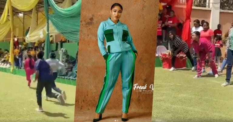 Tonto Dikeh runs at her son's school inter House sports, came second