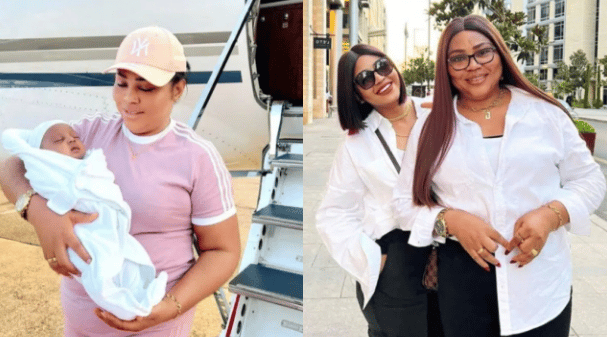 Actress, Rita Daniels arrives Nigeria with mom, Rita Daniels and second son after almost 2months in Jordan [Photos]