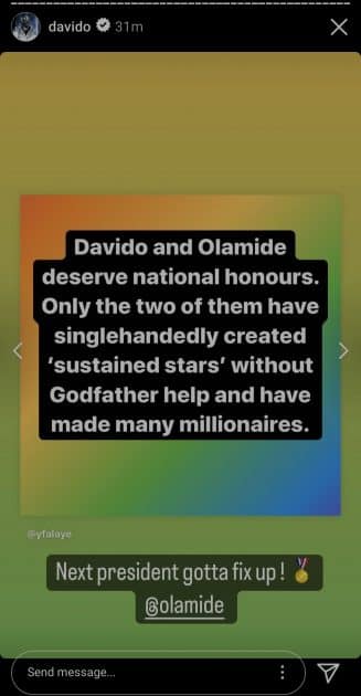 Davido and Olamide deserve national honours 