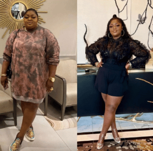 “Wasn't an easy journey "- Actress, Eniola Badmus talks about her Weight loss journey as she shares before-and-after picture
